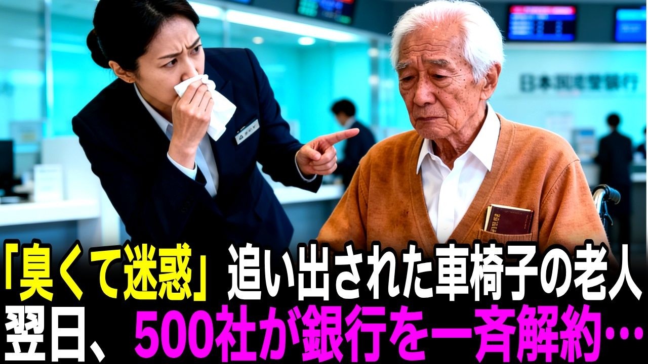 「臭いから消えろ」銀行を追い出された車椅子の老人。翌日、取引先500社が一斉に解約→銀行が破綻した実話【スカッと】