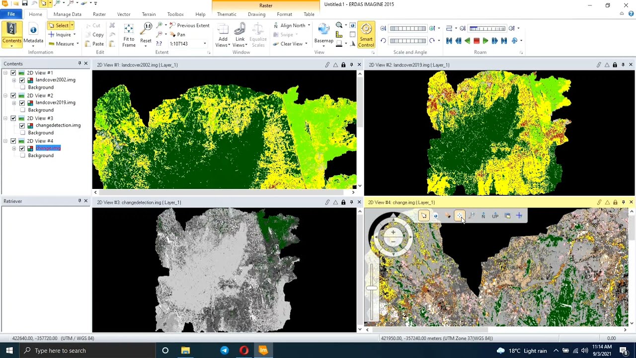 Change Detection of Satellite Imagery in Erdas Imagine using Matrix Union #SPATIAL #CHANGEDETECTION