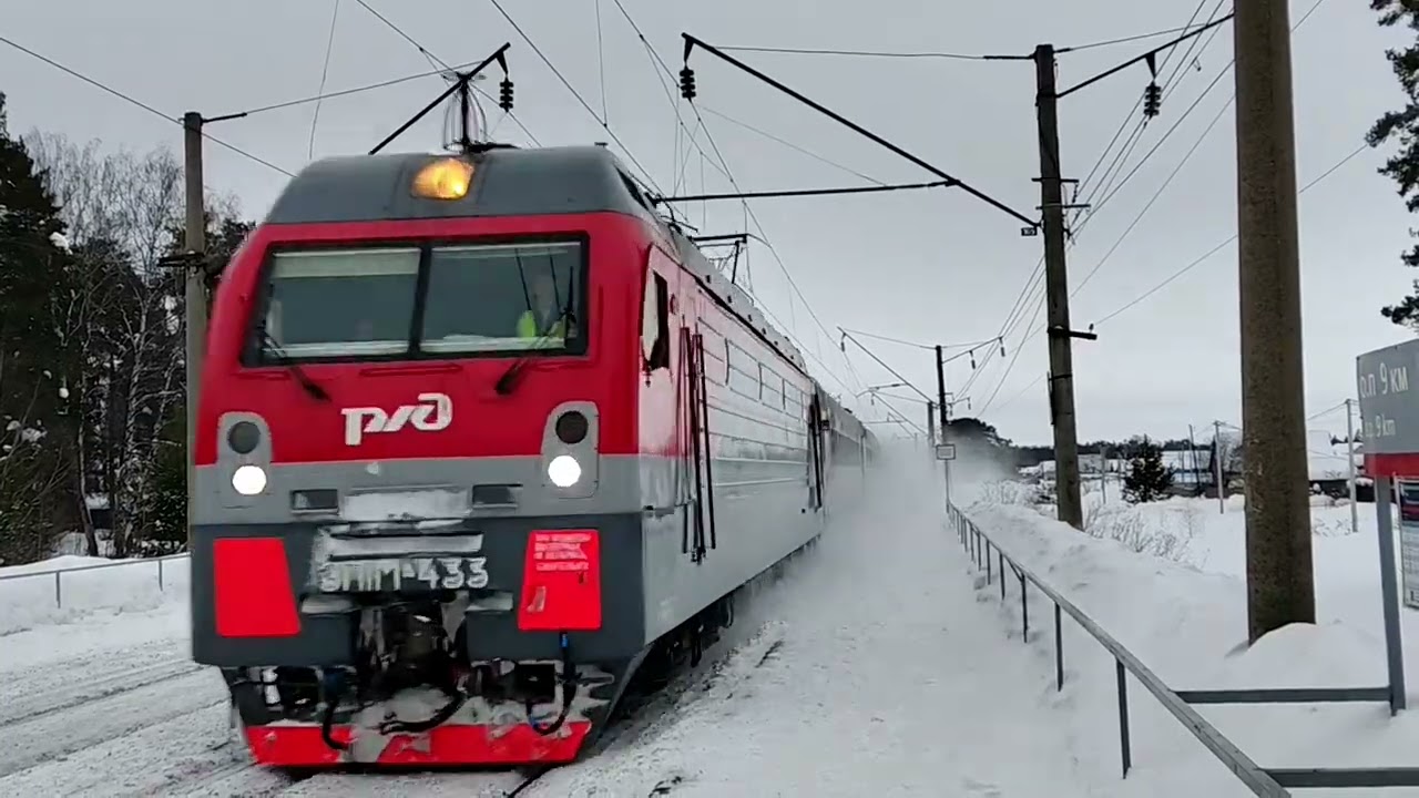 ЭП1М-433 с опаздывающим поездом, перегон Агрыз - Юски