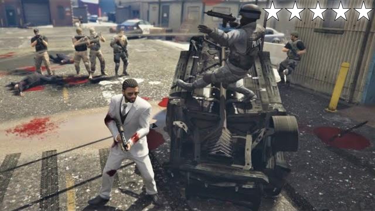GTA 5 - Franklin And His BLACK OPS SOLDIERS FIVE STAR COP BATTLE At FRIDGIT (GTA V Funny Moment)