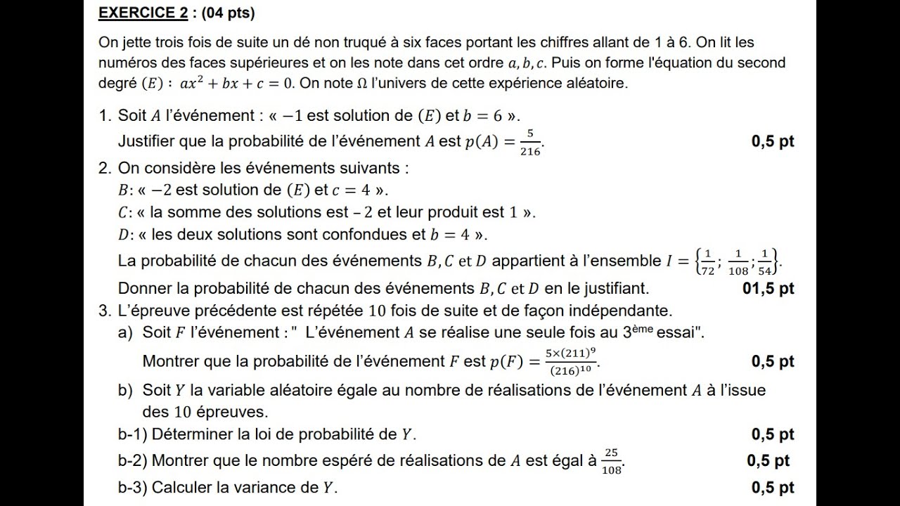 Probabilité Correction BAC SENEGAL 2022 | Maths Correction BAC 2022 Terminale S2