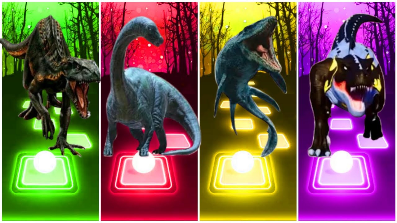🦖JurassicWorld Indoraptor 🆚The Brontosaurus 🆚The Mosasaurus 🆚The T-rex Evolution ||🎵CoffinDance