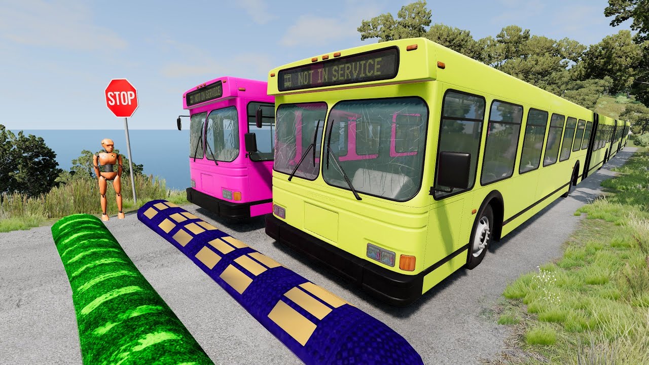 Buses vs Massive ⚠️ Speed Bumps⚠️ #9 – BeamNG.Drive