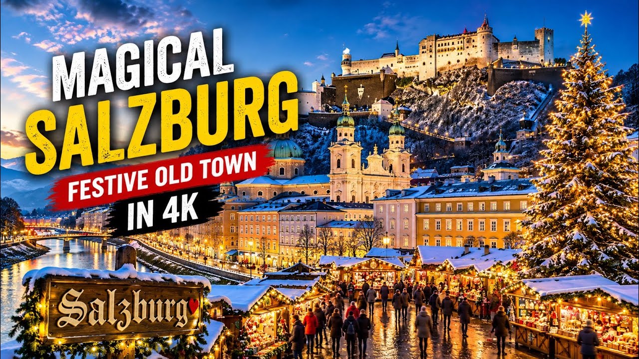 4K Magical Winter Walk Through Salzburg's Christmas Markets, Old Town & Snowy Austria ❄️