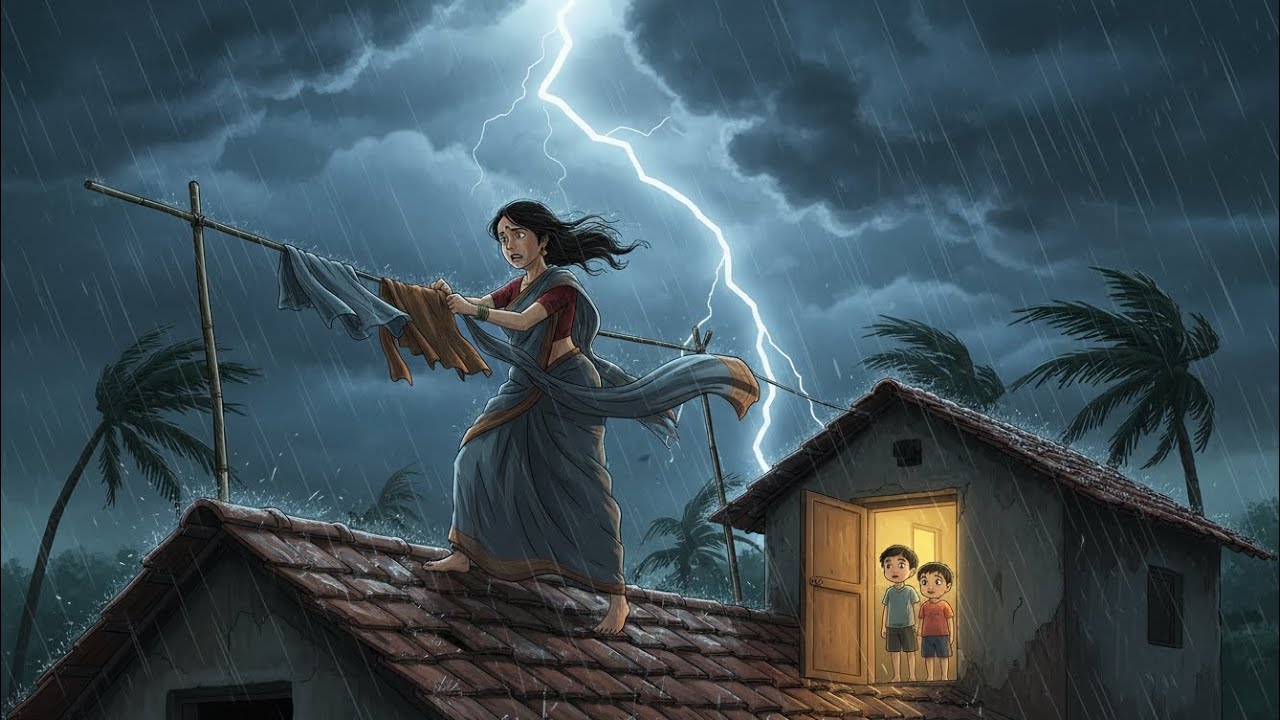 The storm was terrifying, but her kitchen was a sanctuary | Cooking in Indian Village Ghibli ASMR