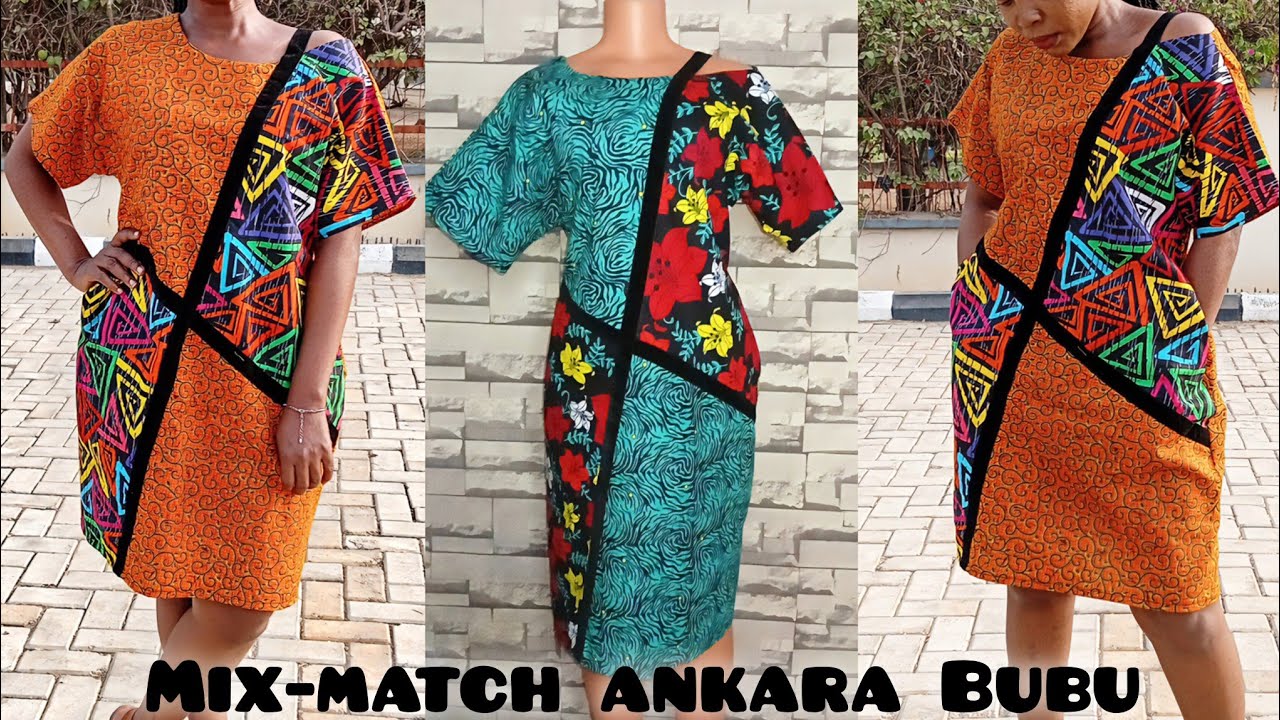 How To Make A Stylish Mix-Match Ankara Bubu Dress With Asymmetric Neckline. Fully lined Bubu Dress