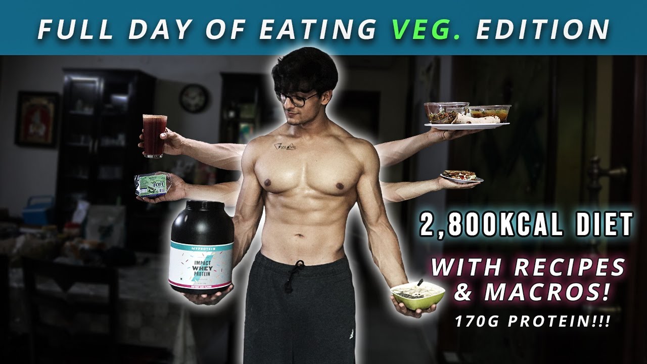 Veg. Full Day Of Eating 2,800 Calories| 170g PROTEIN WITH Recipes & Macros! Siddhant Rai Sikand