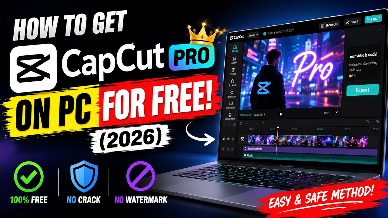 How to Get CapCut Pro on PC for FREE (2026) | No Crack, No Watermark!