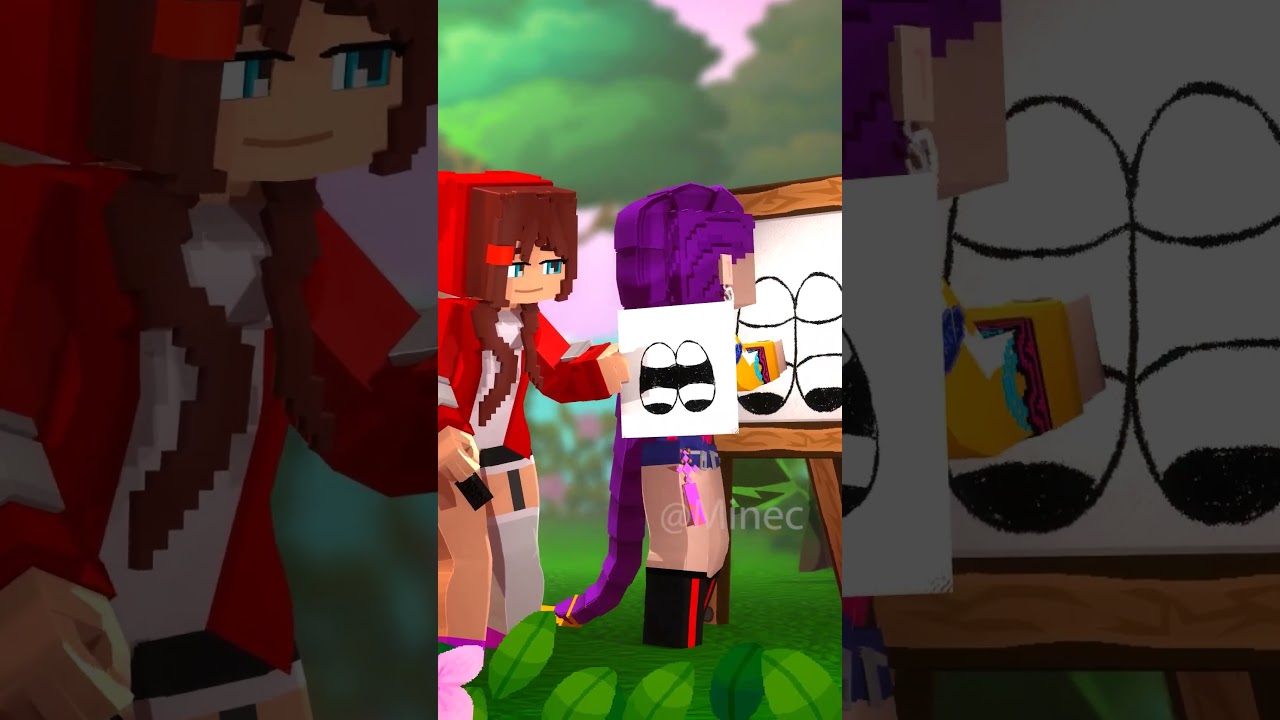 MAIZEN - Drawning Challenge with JJ and Rumi (Minecraft Animation) #minecraft #maizenminecraft