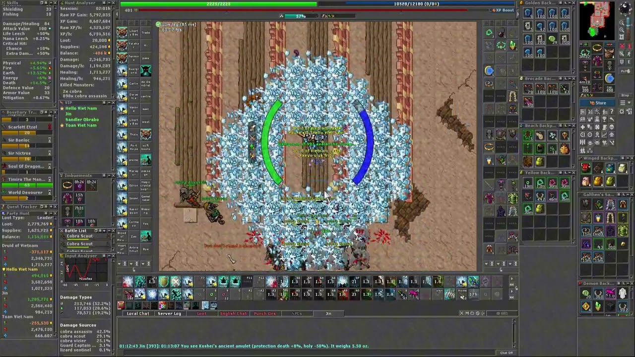 Cobra Bastion | Team Hunt (EK, ED, RP, EM) | 4.4kk RAW EXP | Tibia Viet Nam