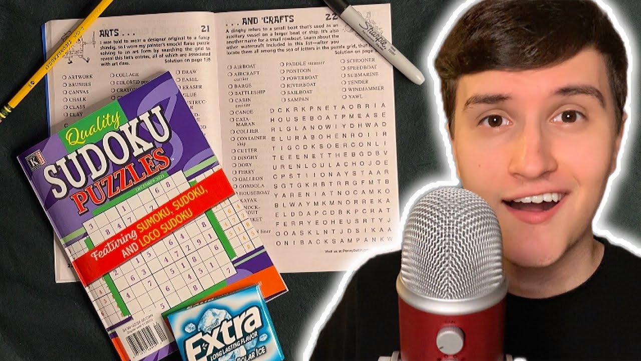 ASMR Word Search and Sudoku Puzzles 🧠💤  (w/ gum chewing)