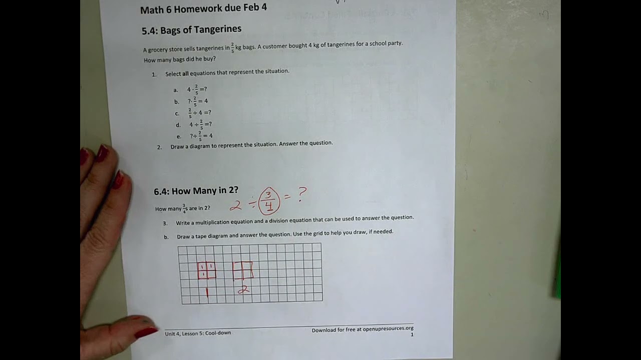 Use a tape diagram to divide fractions