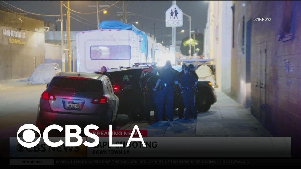 Police shoot at an alleged armed suspect downtown Los Angeles