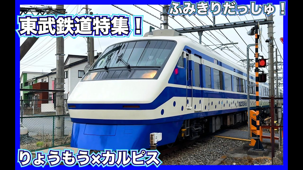 【電車】ふみきり【りょうもう　カルピス】と東武スカイツリーラインを走るいろんな電車特集！踏切　東武鉄道　東急　東京メトロ　日比谷線　半蔵門線　東武伊勢崎線　train railway crossing