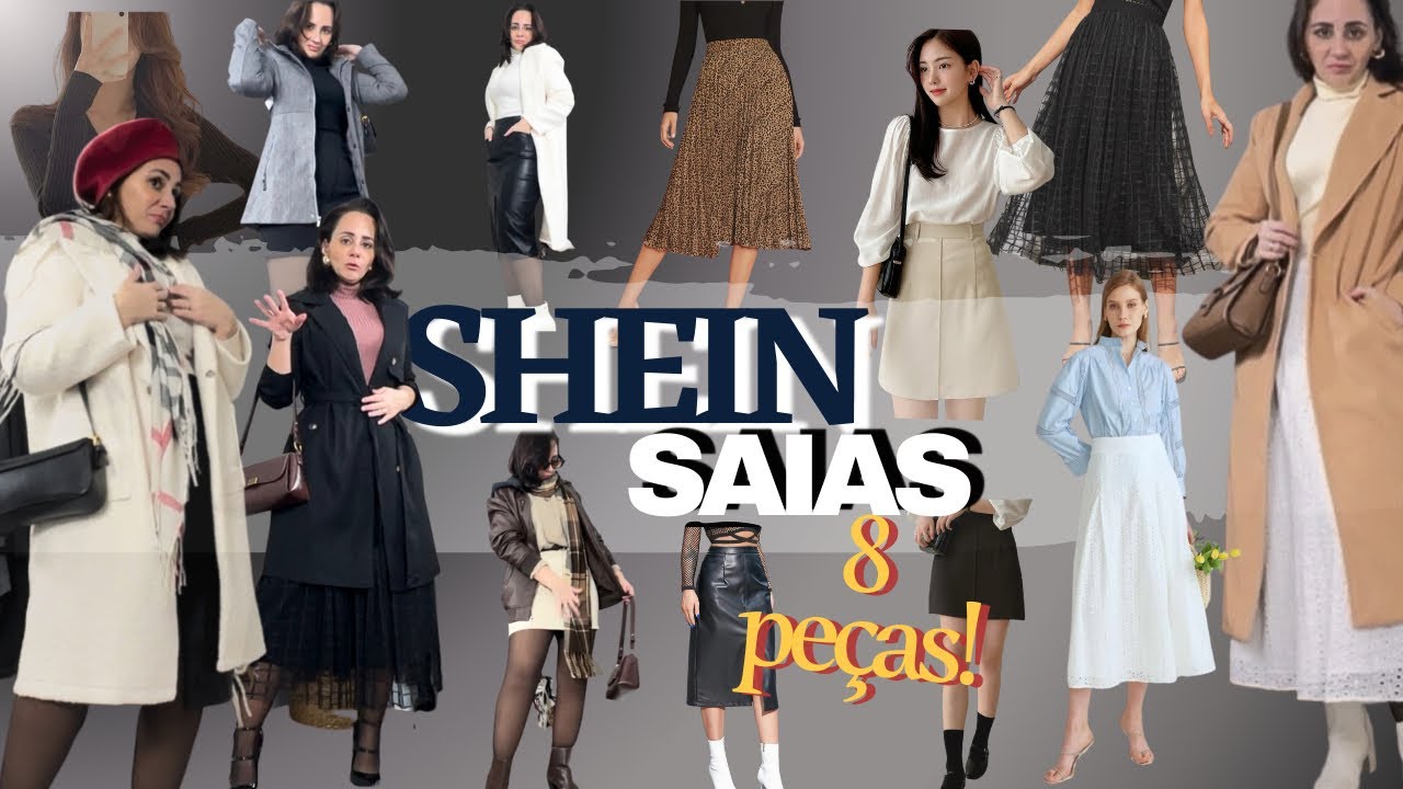 Looks com SAIAS SHEIN - Minhas comprinhas de saia de COURO, MIDI etc voc&ecirc; n&atilde;o pode perder😱🤩😍