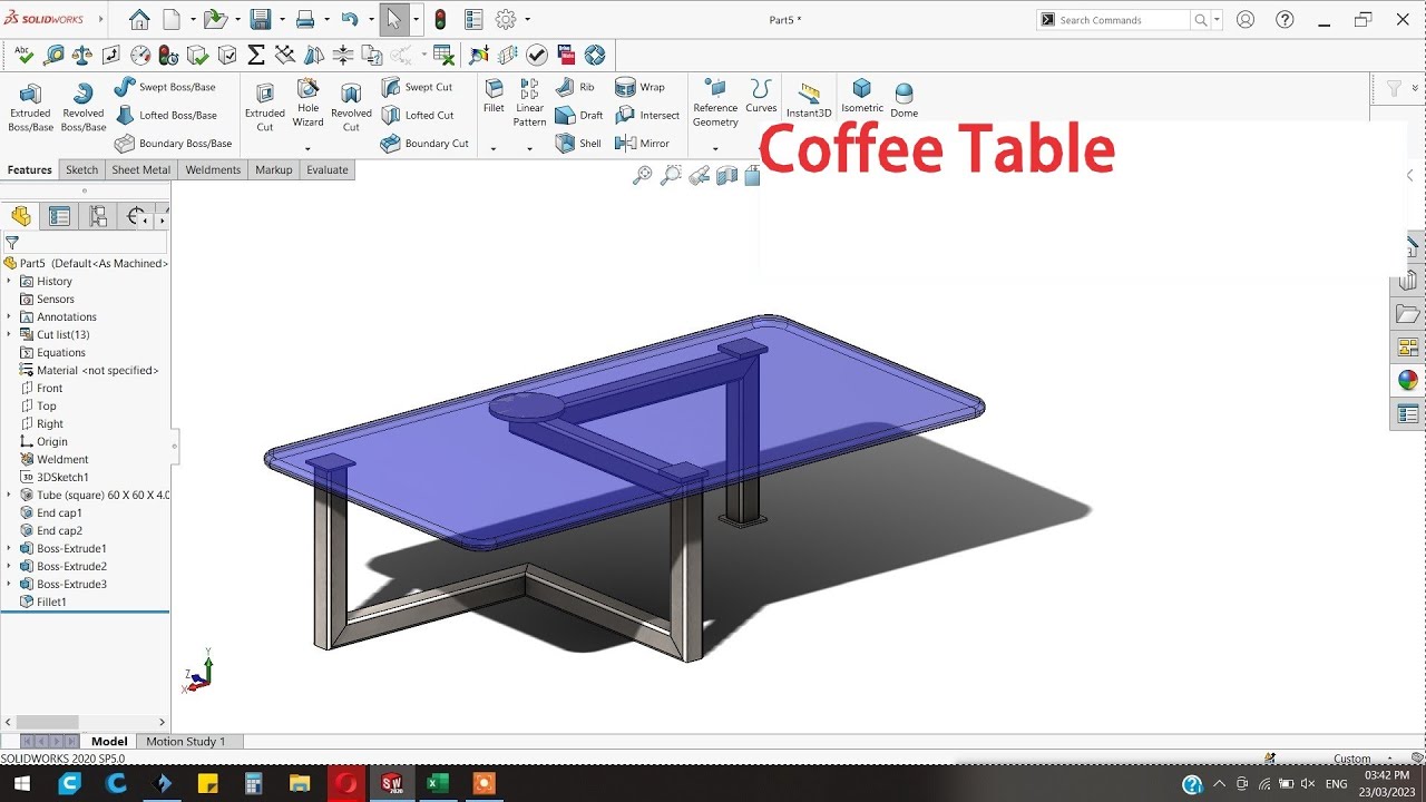 How to make Cofee table design in solidworks | Solidworks Tutorial