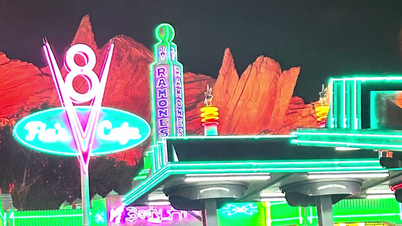 Here’s a slideshow of me at cars land at night plus some pictures of the land itself at night!