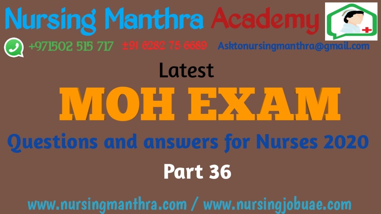 Latest MOH Exam Questions & Answers for Nurses 2020|prometric exam questions|question bank|nurse