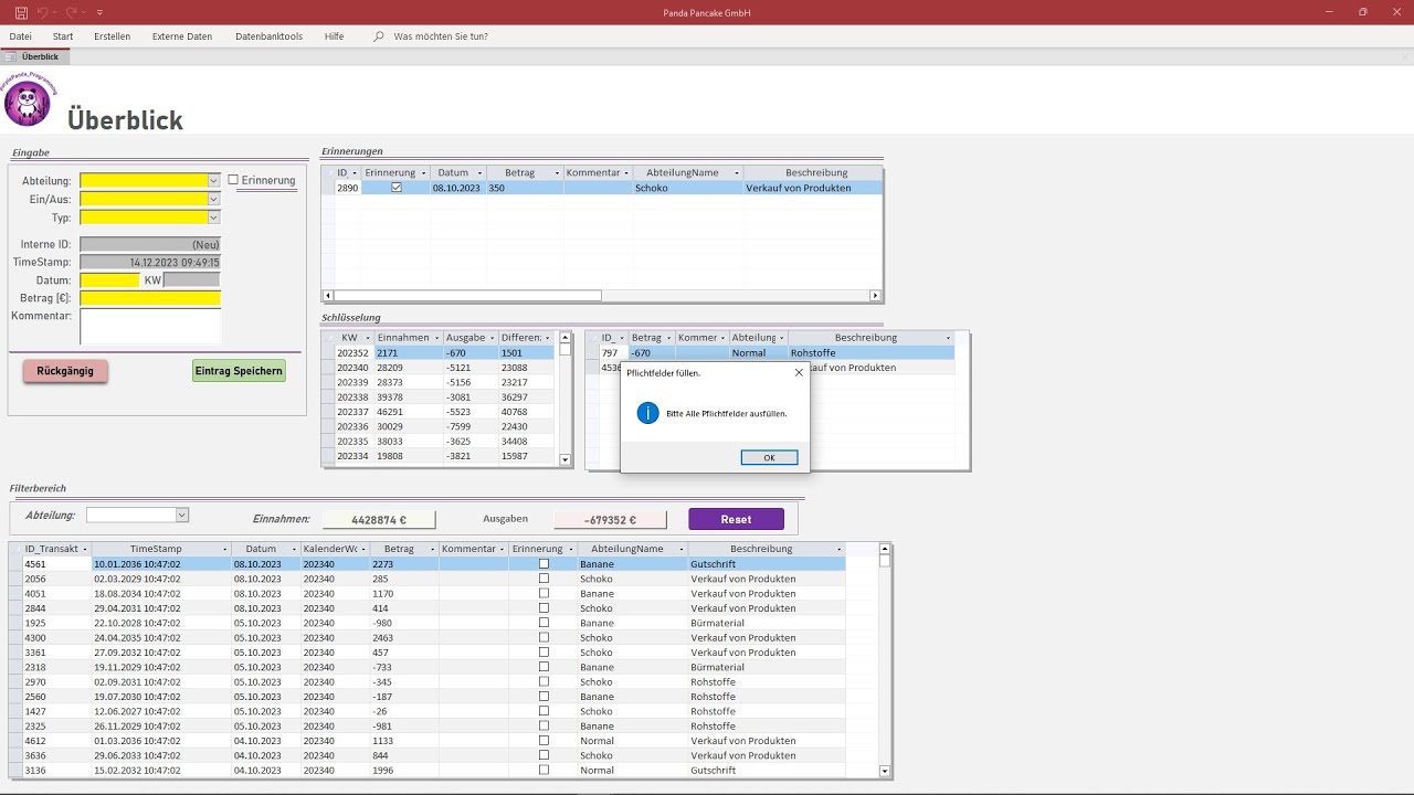 Teil (1/4) Tabellen & Beziehungen : Microsoft Access Datenbank zur Finanzverwaltung