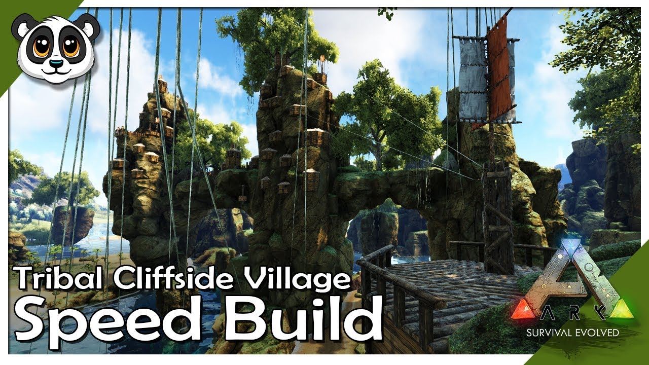 Tribal Cliffside Village  ARK Speed Build | ARK: Building w/ Fizz (No MODS)