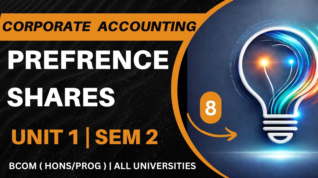 PREFRENCE SHARE | CORPORATE ACCOUNTING | UNIT1 | SEM 2 | BCOM/BBA | ALL UNIVERSITIES