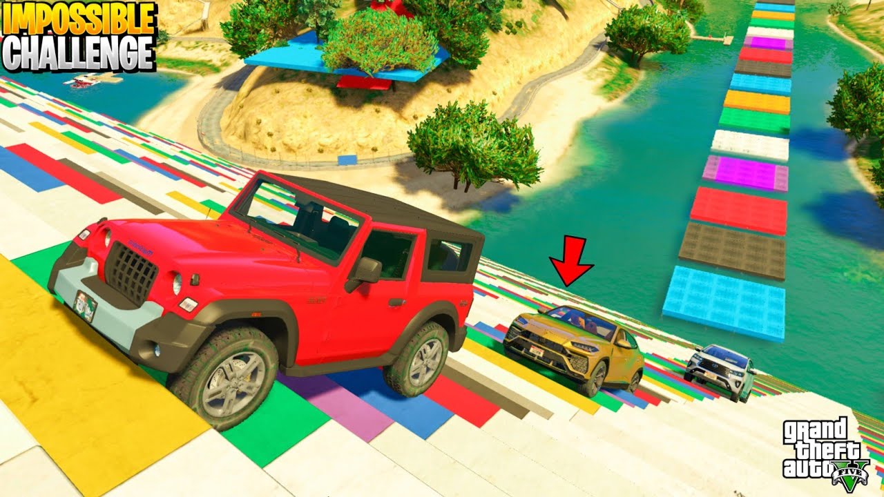 GTA 5: Indian Cars Vs Super Cars | IMPOSSIBLE BIG Stairs Climb Challenge | GTA 5 MODS!