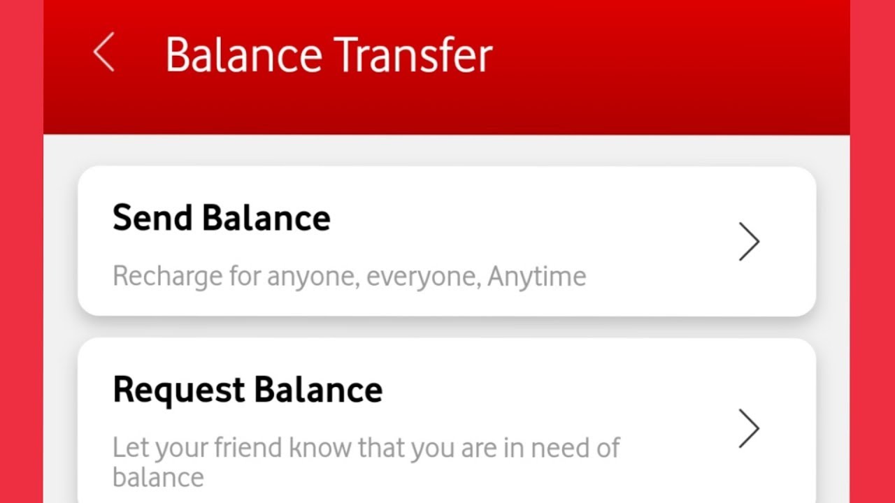 Send Balance | How To Transfer Balance in My Vodafone Application