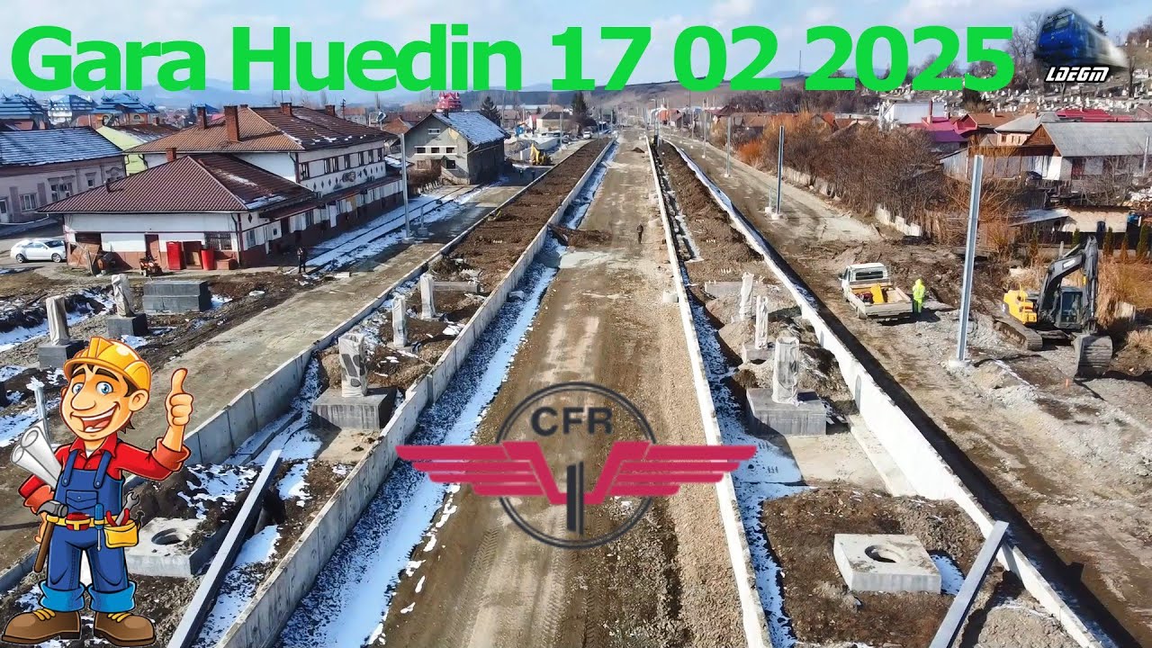 👷&zwj;♂️🚧🚁 Șantierul de Modernizare și Electrificare a Căii Ferate &icirc;n Gara Huedin - 17 Februarie 2025