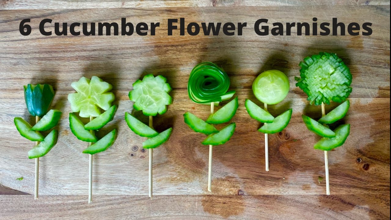 6 Cucumber cocktail garnish (flower themed skewers) ideas