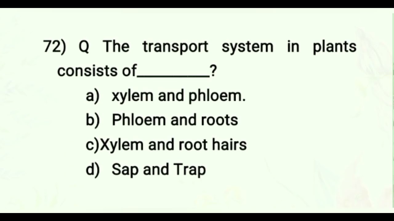 Transport System in Humans and Plants (final Part ) chapter 2 Class 7#stbb #mcqs #generalsciencemcqs