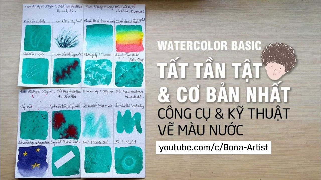 MÀU NƯỚC CƠ BẢN & DỤNG CỤ 🎨 Cho người mới bắt đầu✨Watercolor For Beginners ♥ Bona Art