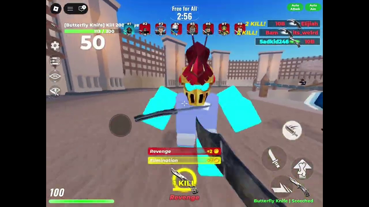 Playing knife arena