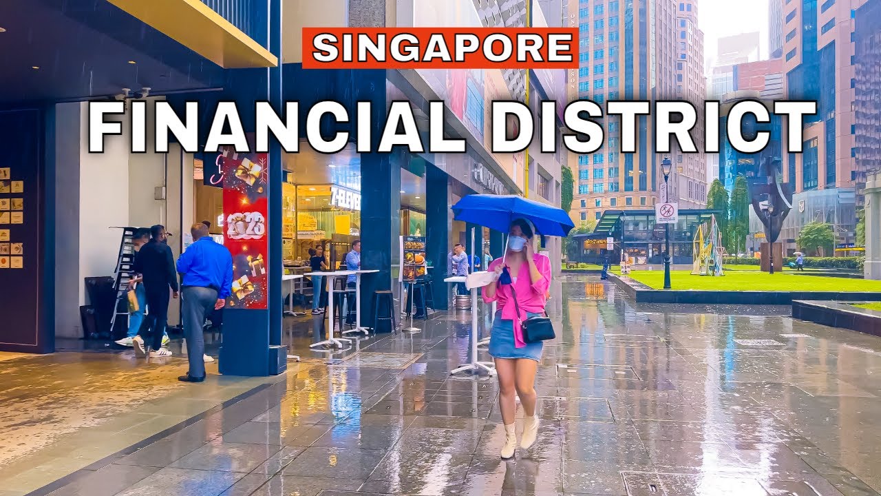 Singapore City Financial District on Rainy Day