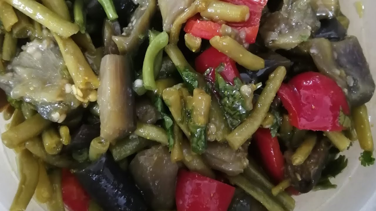 طرشي مكبوس باذنجان و فاصوليا خضراء طعم لا يقاوم 🍆