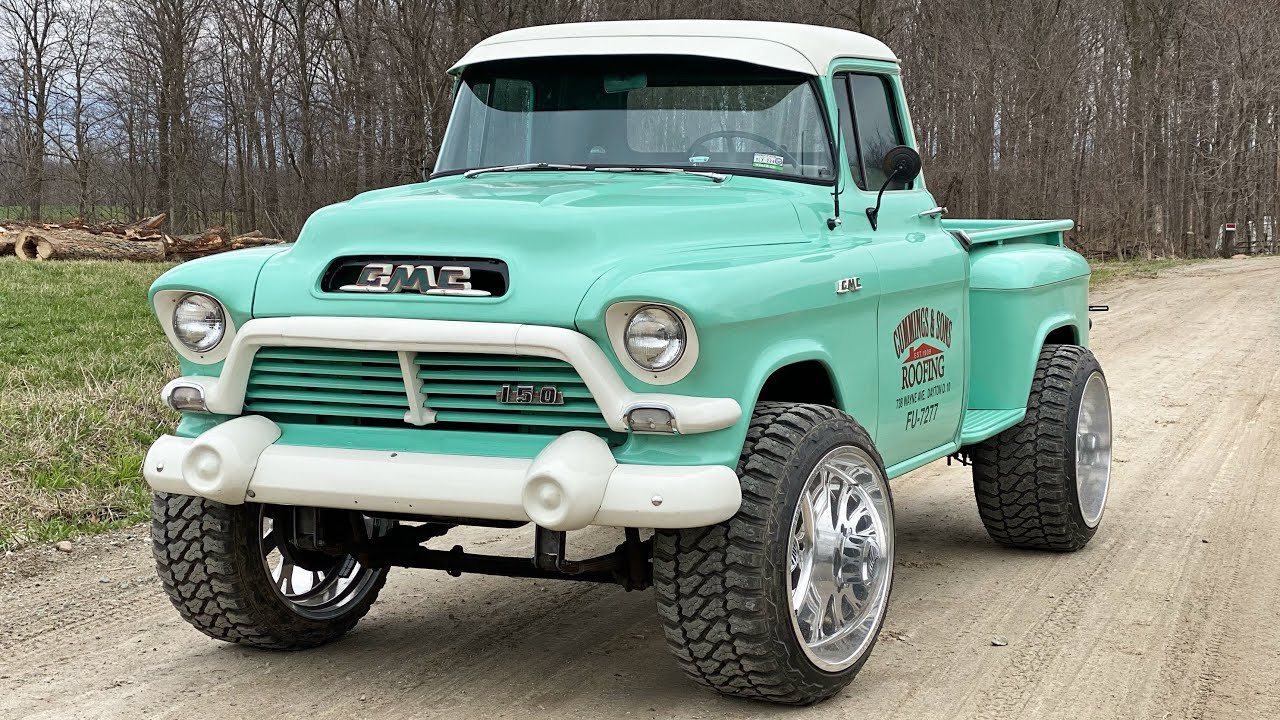 We put $10,000 wheels and lift on the 1957 GMC and it looks freakin good