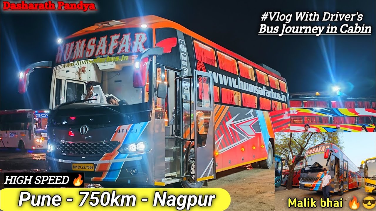 Pune to Nagpur 🚍 Vlog With Driver's 🔥 Bus Cabin Journey 😎 Humsafar Travels  AC Sleeper  ✌️