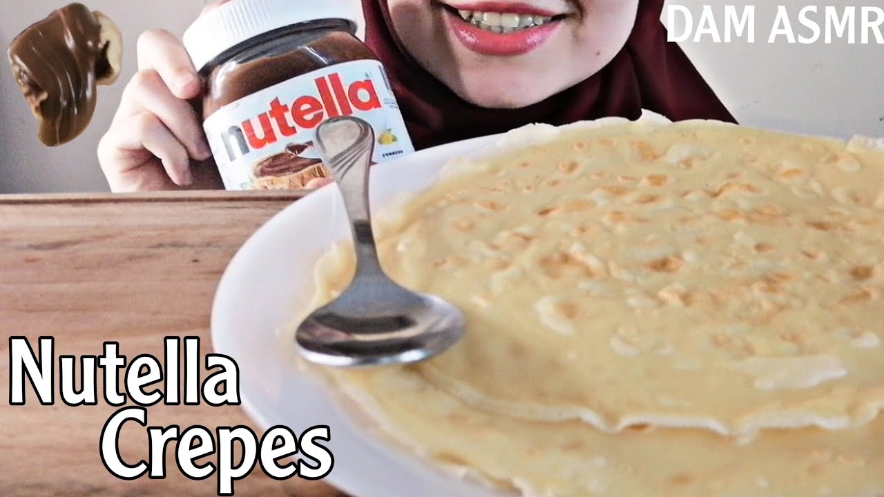 EATING ALMOST A JAR OF NUTELLA WITH CREPES AND MILK🍫ASMR 누텔라와 크레페MUKBANGヌテラとクレープكريب نوتيلا