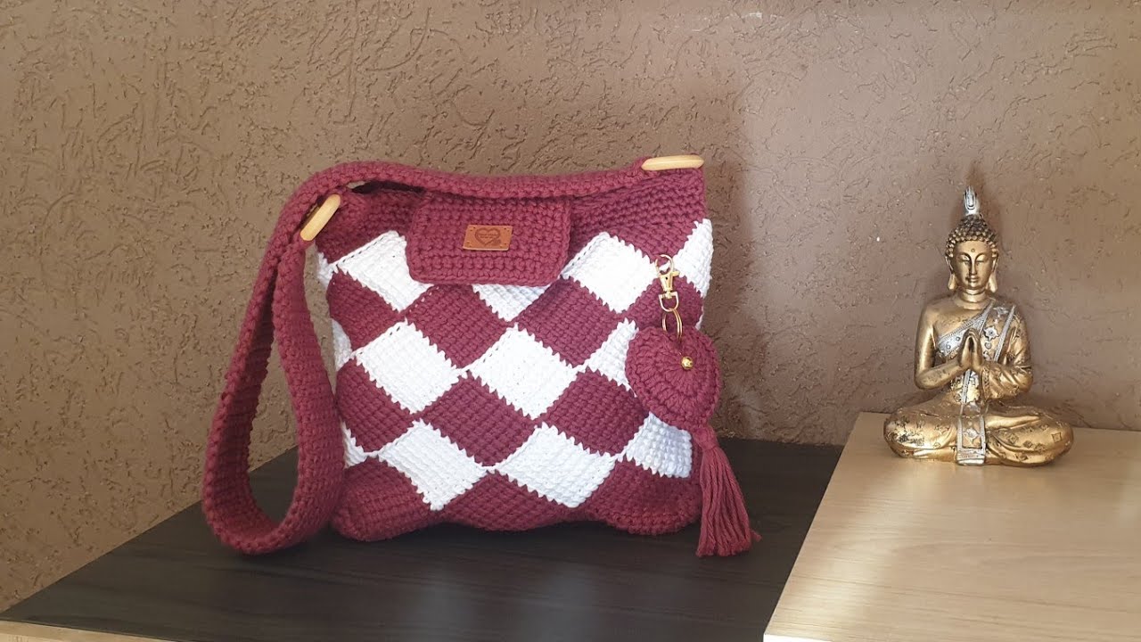 Bolsa xadrez em crochet (Aula 01)