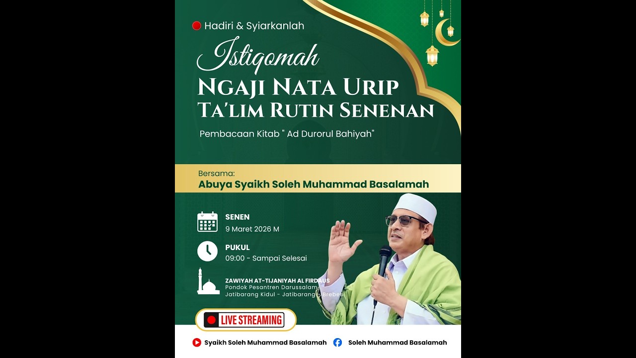🔴LIVE NGAJI NATA URIP :: TA'LIM RUTIN SENENAN :: 9 MARET 2026 M