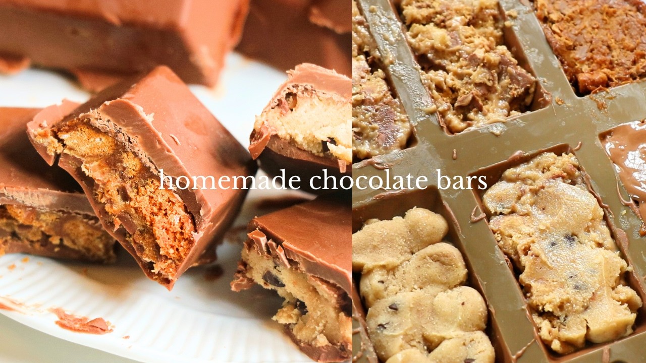 Making Homemade Chocolate Bars 🍫 (Cookie Dough & Lotus Biscoff!!)