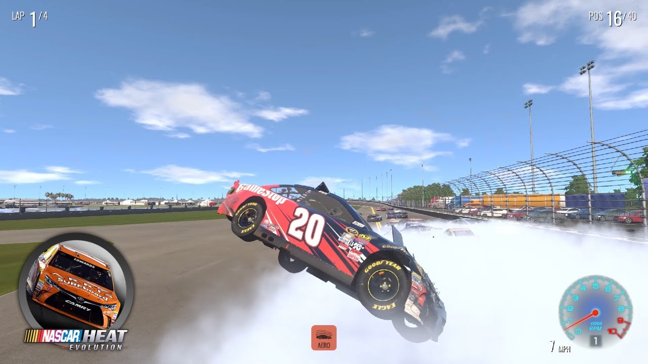 Nascar Heat Evolution Crashes #1 (BIG BLOWOVERS AND FLIPS)