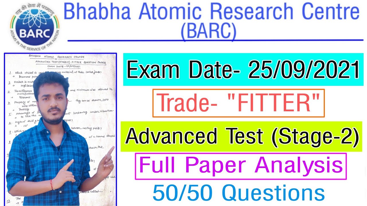 BARC NRB Advanced Test Fitter Question Paper 2021 Analysis | BARC Fitter Question Paper 25/09/2021