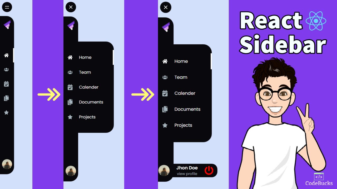 React Sidebar Navigation Menu Tutorial 🤩  [ Using Router + Page Transition with Frame-Motion ]