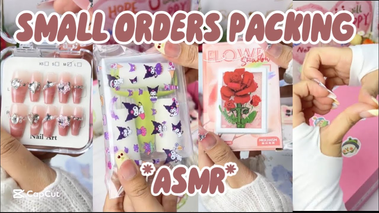 SMALL ORDERS PACKING ASMR 🐱❤️|| small business || nails art || nails ASMR || asmr