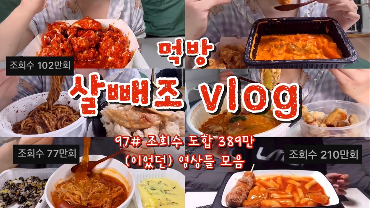 [먹방브이로그#97] 영상 삭제돼서 아쉬우셨다구요? 비공개 먹방 모음집🤫❤️ 네네치킨 레드마블,배떡 로제떡볶이+순살치킨,짜장면,탕수육,마라탕,국물닭발,떡볶이+핫도그,칙촉위즐,디저트
