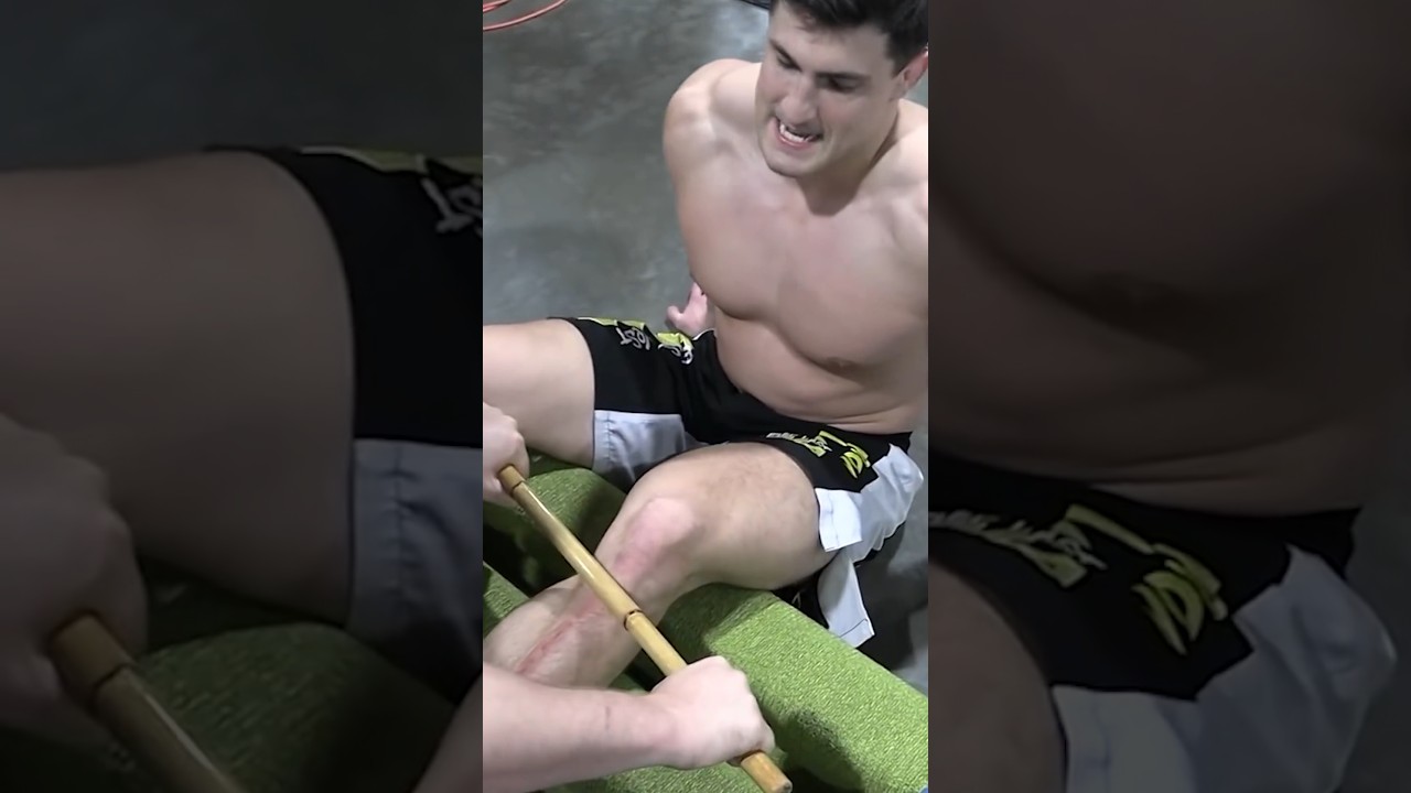 Ultra Painful Shin Conditioning with UFC Fighter Stephen Wonderboy Thompson&hellip; #funny #ufc #mma