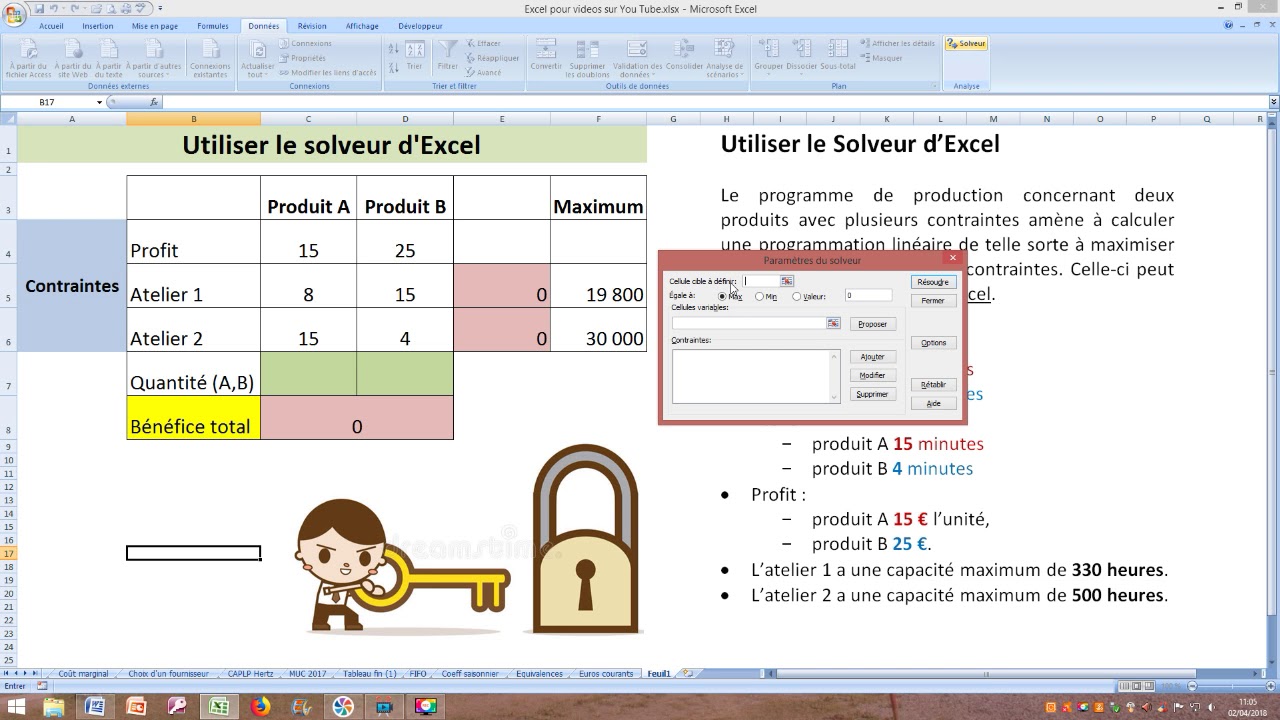 Utiliser le Solveur Excel