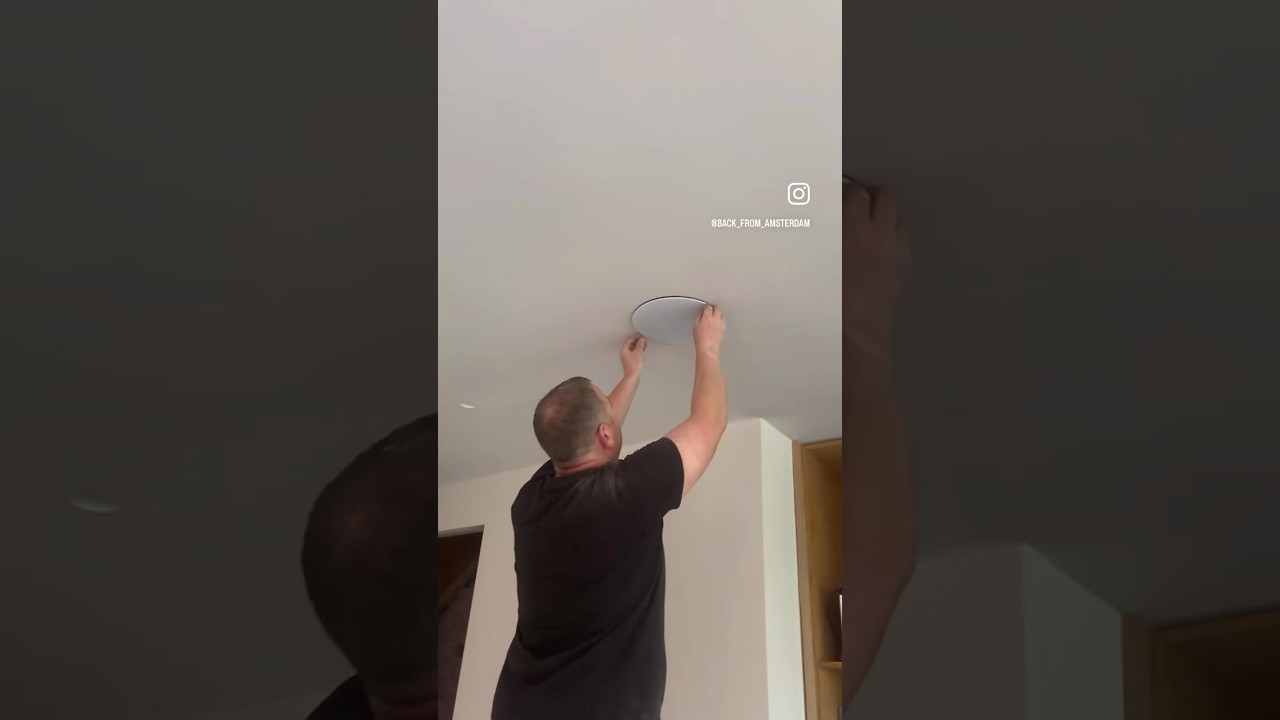 Installing ceiling speakers #interiordesign #homeimprovement #kitchen #speakers #soundsystem