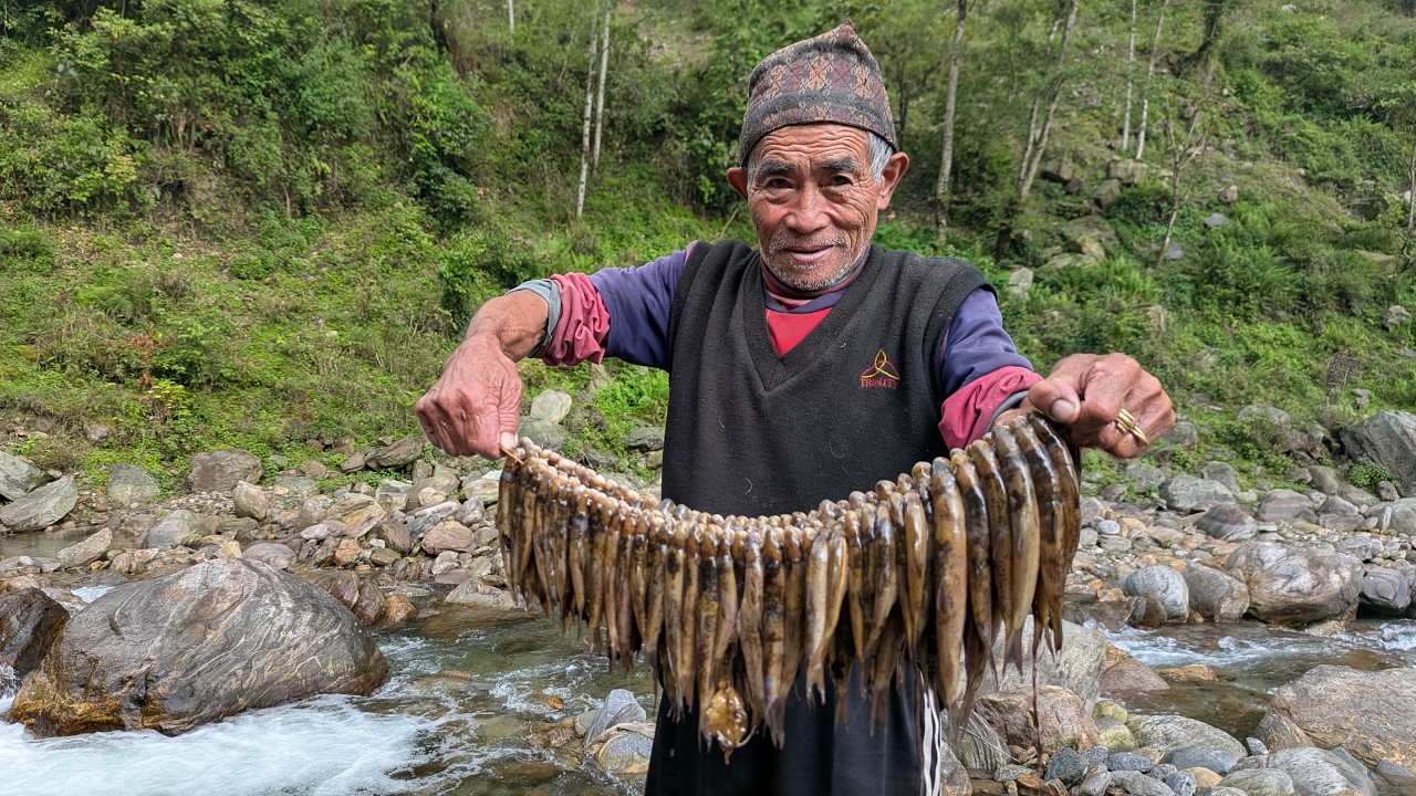 Old Himalayan Grandpa Living Alone by the River | Traditional Nepal Life.