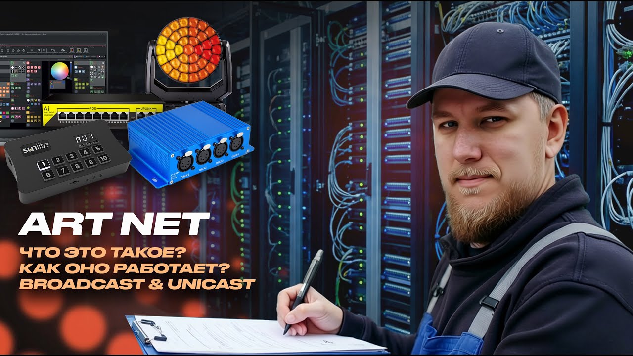 Что такое ArtNet, настройка сети устройств, broadcast и unicast #sunlitetuts